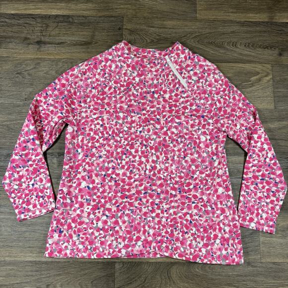 T By Talbots Sweatshirt Womens XL Pink Colorful Knit 1/4 Side Zip Long Sleeves - Picture 1 of 12